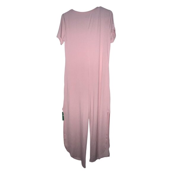 Halara V Neck Casual Flowy Short Sleeve Slit Leg Jumpsuit Romper Sz XS Womens Pi - Picture 6 of 9